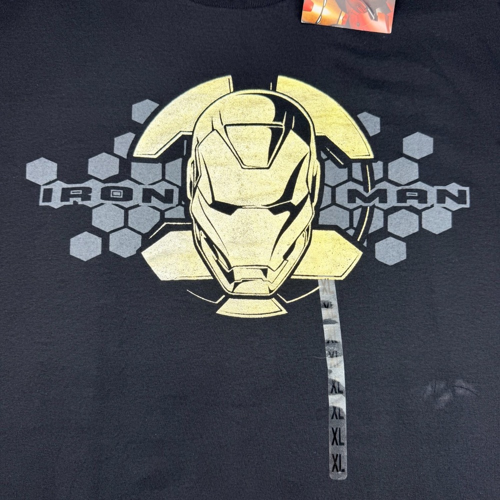 Iron Man 2008 Movie Mad Engine Gold Face T-Shirt Black XL New With Tags - Picture 2 of 15